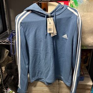Adidas Classic Blue Hoodie with White Accents